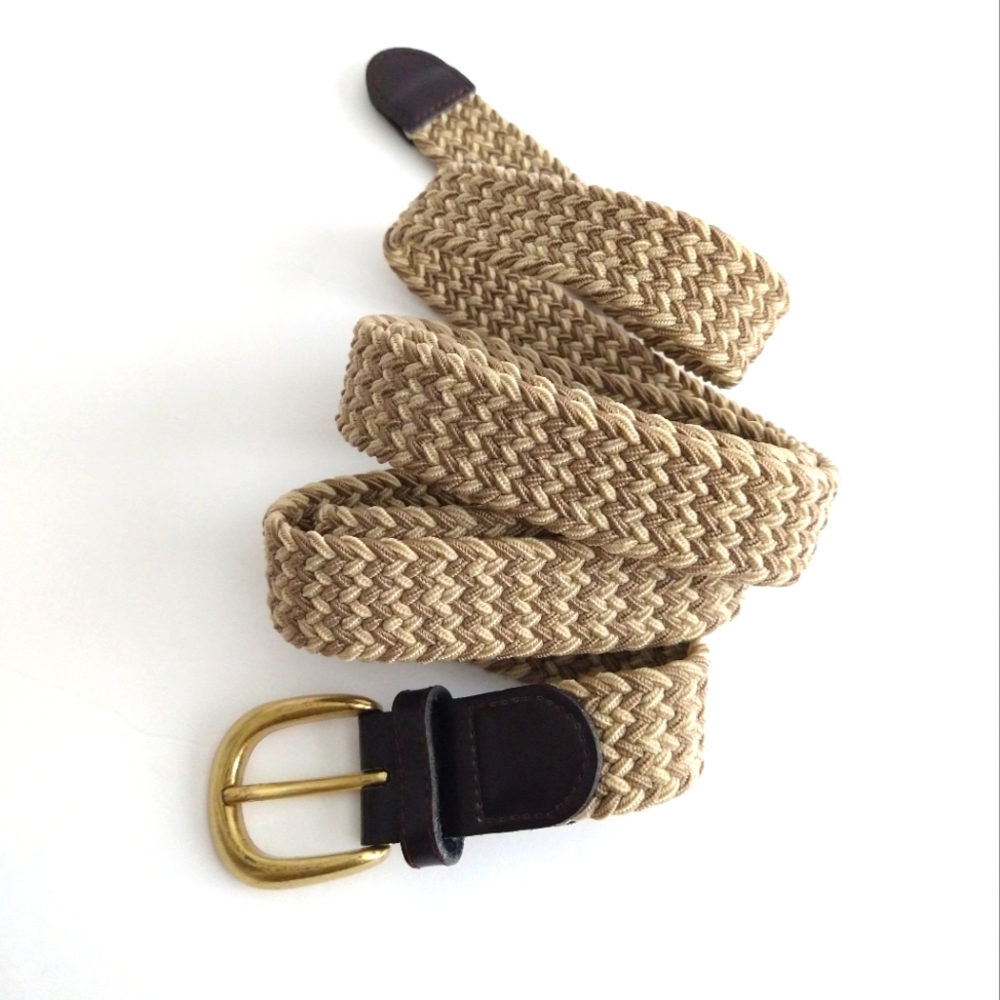 Brown & Tan Woven Elastic Belt Size 60/62